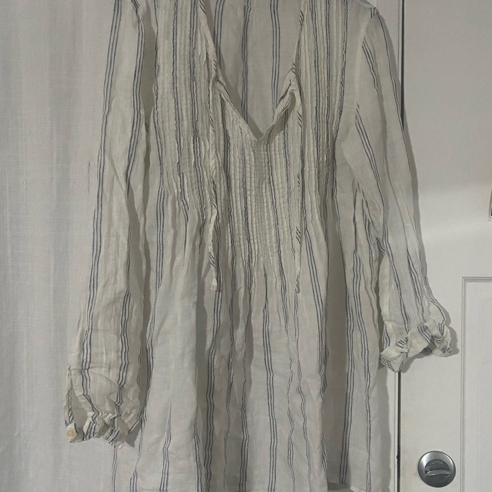 Cp shades Lightweight White Tunic with Blue Stripes